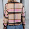 thumbnail image 4 of Yuyuzo Surchemises à Carreaux pour Femmes à Manches Longues, Col Rabattu, Boutonnées, Vestes Courtes d'Automne, 4 of 6