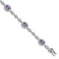 thumbnail image 1 of 925 Sterling Silver Rhodium-plated Purple and Clear Cubic Zirconia Bracelet, 1 of 2