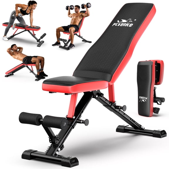 FLYBIRD Banc d'Exercice Pliable Pliant à Poids Réglable, Banc d'Entraînement de Force jusqu'à 6,2 Pieds, Capacité de Charge de 880 Lb