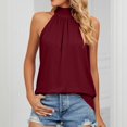 thumbnail image 2 of HBFAGFB Hauts pour Femmes Dames Simple Col Suspendu Lacé Sans Manches Gilet Vêtements Mode Rouge Taille 2TG, 2 of 5