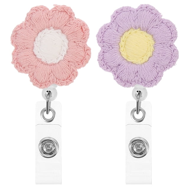 2 Pcs Porte-Badge Rétractable en Feutre en Forme de Tournesol Porte-Badge Pince Pratique pour Moulinet de Badge