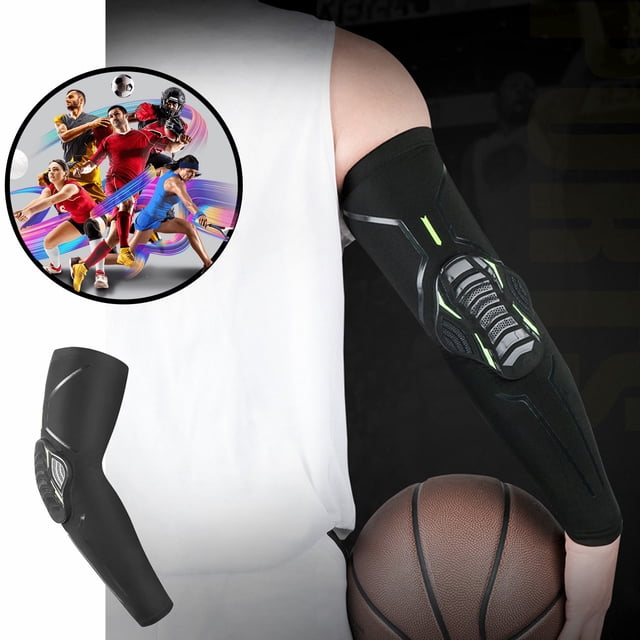 Compression Sports Arm Sleeves with Honeycomb Elbow Protection - Breathable Moisture Wicking Protective Gear Basketball Football Cycling Anti-Slip Silicone Grip