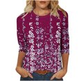 thumbnail image 1 of Birdeem Blouse pour Femmes T-Shirt Imprimé Mode Manches 3/4 Blouse Col Rond Hauts Décontractés, 1 of 1