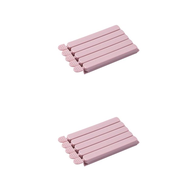 QualitChoice 5pcs Bag Clips Reusable Tie Plastic Storage Sealing Fridge Freezer Food Fresh pink L 2Set