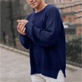 thumbnail image 2 of PMUYBHF Veste en Jean pour Homme Noir Chandail à Capuchon Solide et Hiver Automne Manches Col Rond Cardigan Chandail Blouse Long Chandail pour Homme Pulls pour Homme TTG, 2 of 9