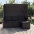 thumbnail image 1 of vidaXL 3-Seater Garden Sofa with Roof and Footstool Black Poly Rattan, 1 of 5