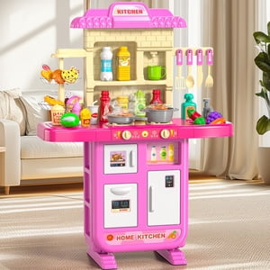 MSKOLER 36 dans la cuisine pour enfants 2-6 4-8 ans, Jouer à la cuisine avec lumière, son et pulvérisation, Accessoires de jouets d'évier, Poêles de cuisson, Prétendre la nourriture