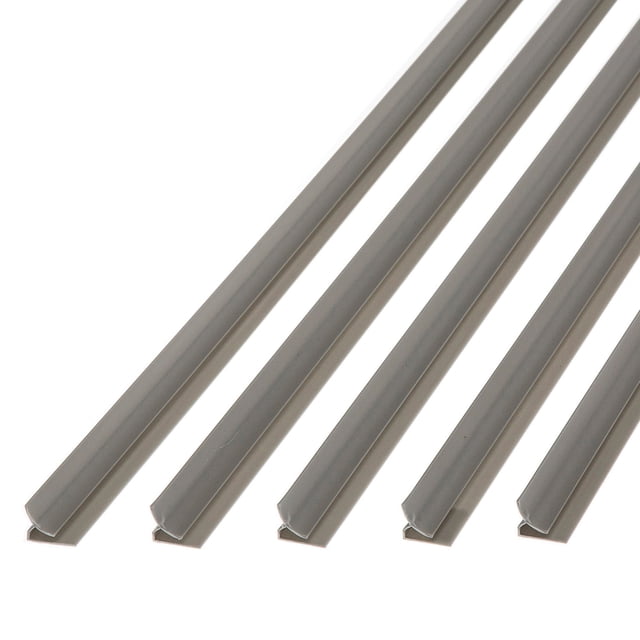 FASÄDE 47 in. Decorative Vinyl Inside Corner Trim in Argent Silver, shown in a pack of five. These trims are made from durable PVC and feature a sleek argent silver finish. Designed for finishing inside corners of backsplashes, ceiling panels, and wall panels, they are easy to cut and install, making them suitable for various home improvement projects.