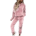 thumbnail image 1 of Yuyuzo Womens Velour Sweatsuits 2 Piece Outfits Hooded Pullover Sweatshirt Sweatpants Tracksuits Matching Set, 1 of 7