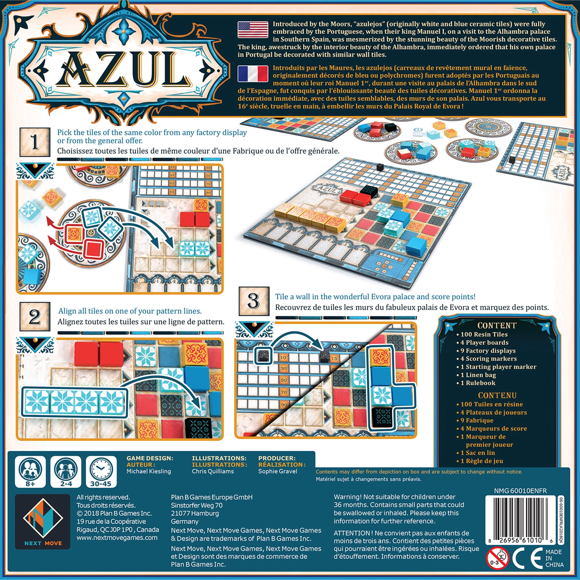 Azul Jeu de société – 2 à 4 joueurs, jeu familial, 8 ans et +, bilingue