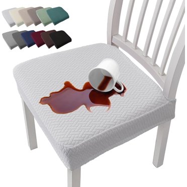 Getoverfinish Waterproof Jacquard Chair Covers, Waterproof Seat Covers for Dining Chairs, Forros para Sillas De Comedor, Stretch Jacquard Dining Chair Cover (White,2PCS)