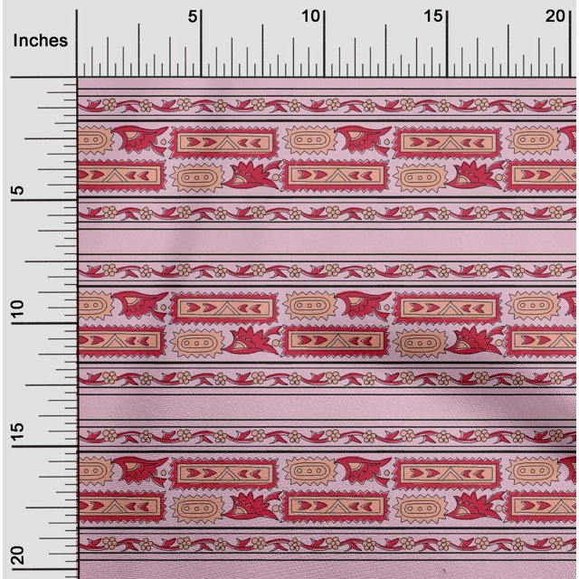 oneOone Cotton Poplin Fabric Ethnic Block Printed Fabric 1 Yard 56 Inch Wide