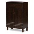 thumbnail image 1 of Baxton Studio Felda Brun Foncé Armoire à Chaussures Moderne avec 2 Portes et Tiroir, 1 of 6