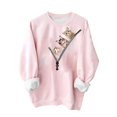 thumbnail image 3 of RKSTN Chandails de Noël pour Femmes Mode d'Automne Décontractée Chandail de Noël Imprimé Rose Col Rond Manches Longues Chandail Léger à Enfiler, 3 of 4