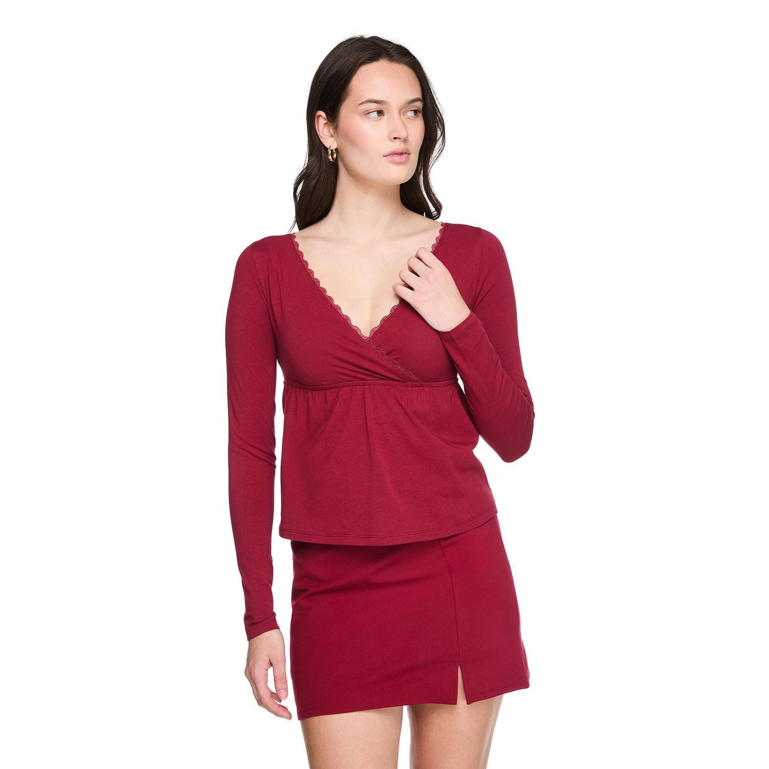 No Boundaries Women'S Long-Sleeve Babydoll Top