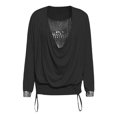 thumbnail image 4 of Ladies T Shirts Solid Sequined Long Sleeve Loose Ladies Tops Black S, 4 of 4