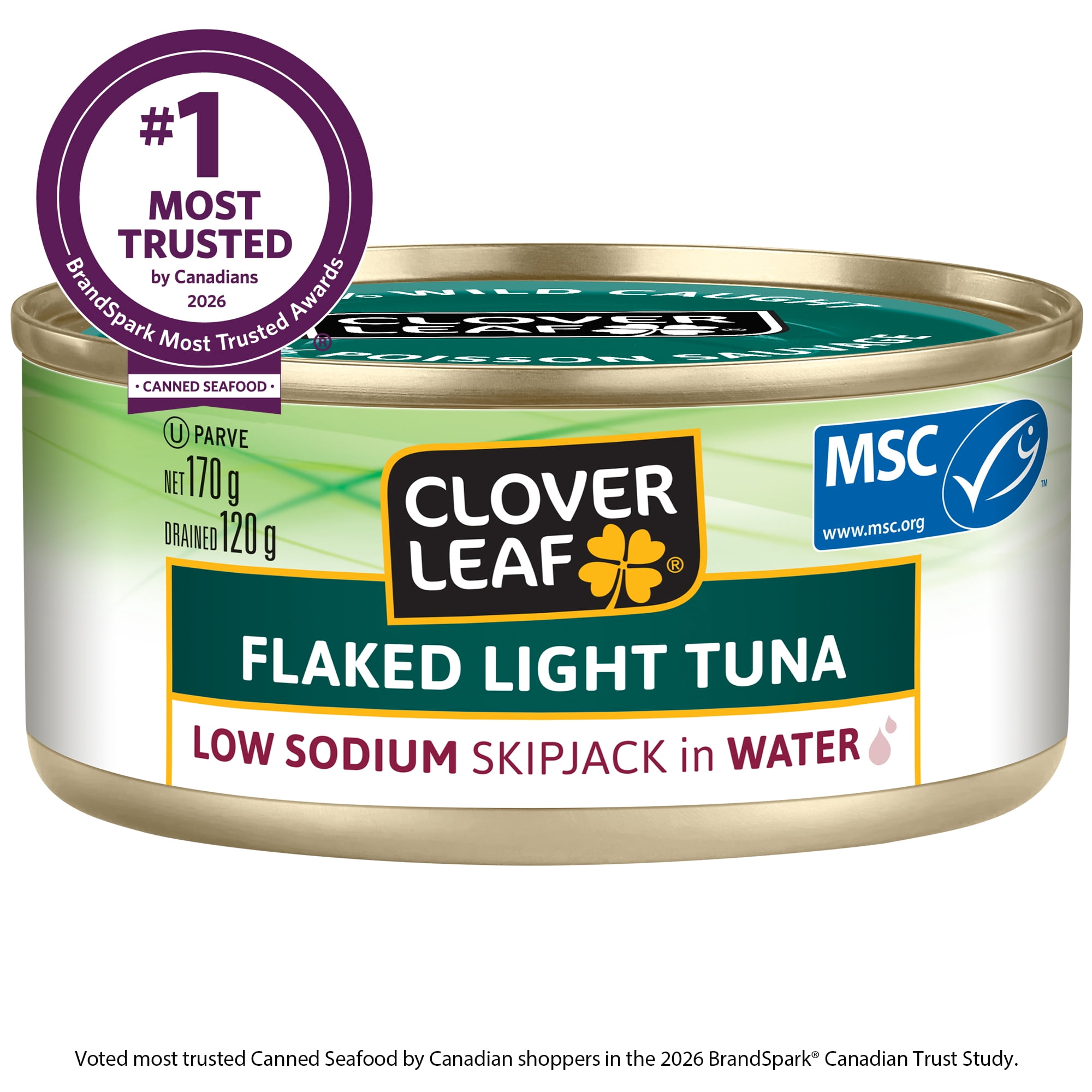 Thon pâle émietté CLOVER LEAF® hyposodique, Listao dans l’eau