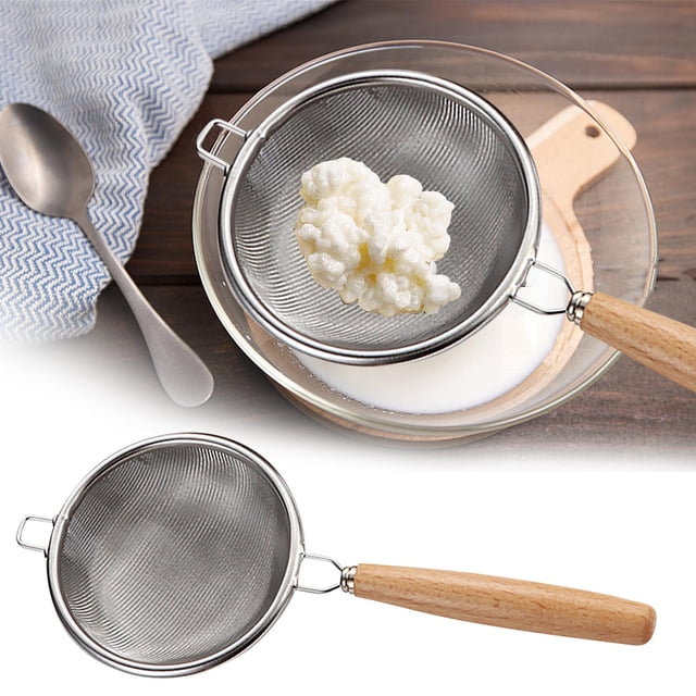 EGNMCR Kitchen Gadgets, Kitchen Accessories, Kitchen Utensils, Kitchen Tool 304 Strainer Stainless Steel Kitchen Gadget Wooden handle strainer