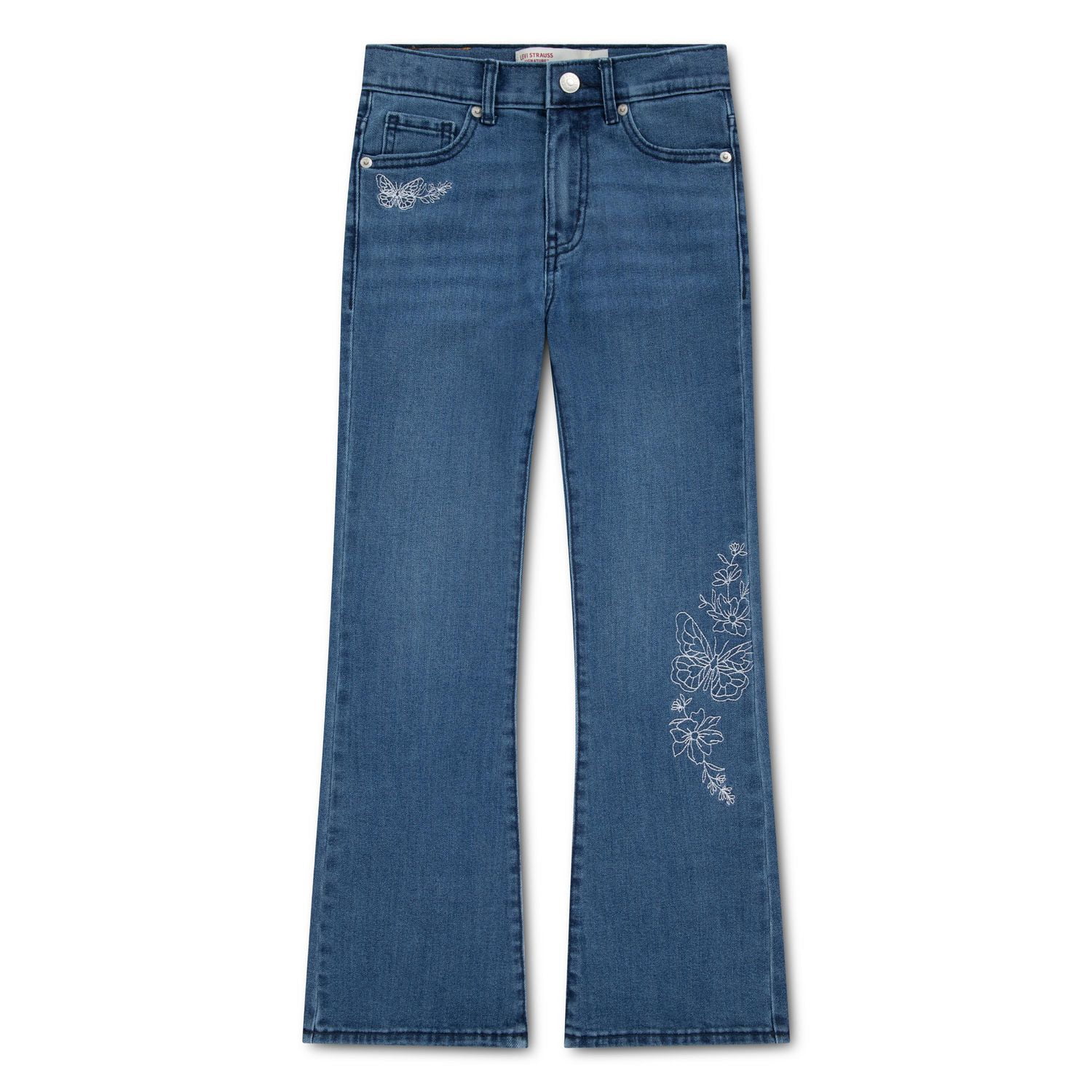 Levi Strauss Signature Jean Évasé pour Fille avec Broderie Papillon