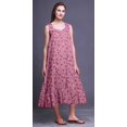 thumbnail image 4 of Bimba Rose Pâle3 Chemises de Nuit en Coton à Imprimé Artistique de Fleurs pour Femmes Robe Sans Manches Tenue de Nuit Robe Maxi X-Small, 4 of 6
