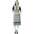 thumbnail image 2 of Bimba 3/4 Sleeve Designer Tunic Double Layer Chic Kurta Kurti With Side Buttons, 2 of 6