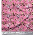 thumbnail image 1 of Soimoi Rayon Fabric Hummingbird,Leaves & Rose Floral Printed Fabric 1 Yard 56 Inch Wide, 1 of 3