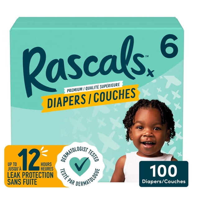 Couches Rascals Premium, Taille 6, 100 unités