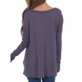 thumbnail image 4 of Women V Neck Buttons Stitched Long Sleeve Irregular Hem Knit Blouse, 4 of 5