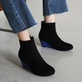 thumbnail image 4 of HKEJIAOI Bottines pour Femmes Grande Taille Bottes pour Femmes Plateforme Cheville Bout Rond Compensées Grande Taille Bottines Courtes, 4 of 5