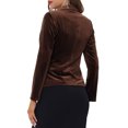 thumbnail image 3 of INSPIRE CHIC Veste Blazer en Velours Vintage pour Femme, Rentrée des Classes, Enseignante, Revers Cranté, Boutonnée devant, Veste de Travail, TG, Brun, 3 of 6