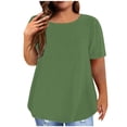 thumbnail image 1 of Birdeem Mode Femme Blouse Décontractée Unie Col Rond Manches Courtes T-Shirt Été Grande Taille Hauts, 1 of 5
