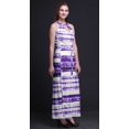 thumbnail image 2 of Bimba Robe Maxi Teinture sur Nœuds pour Femmes à Col Rond, Taille à Cordon, Imprimé, avec Fentes Latérales, Tenue d'Été - Très Petit, 2 of 6