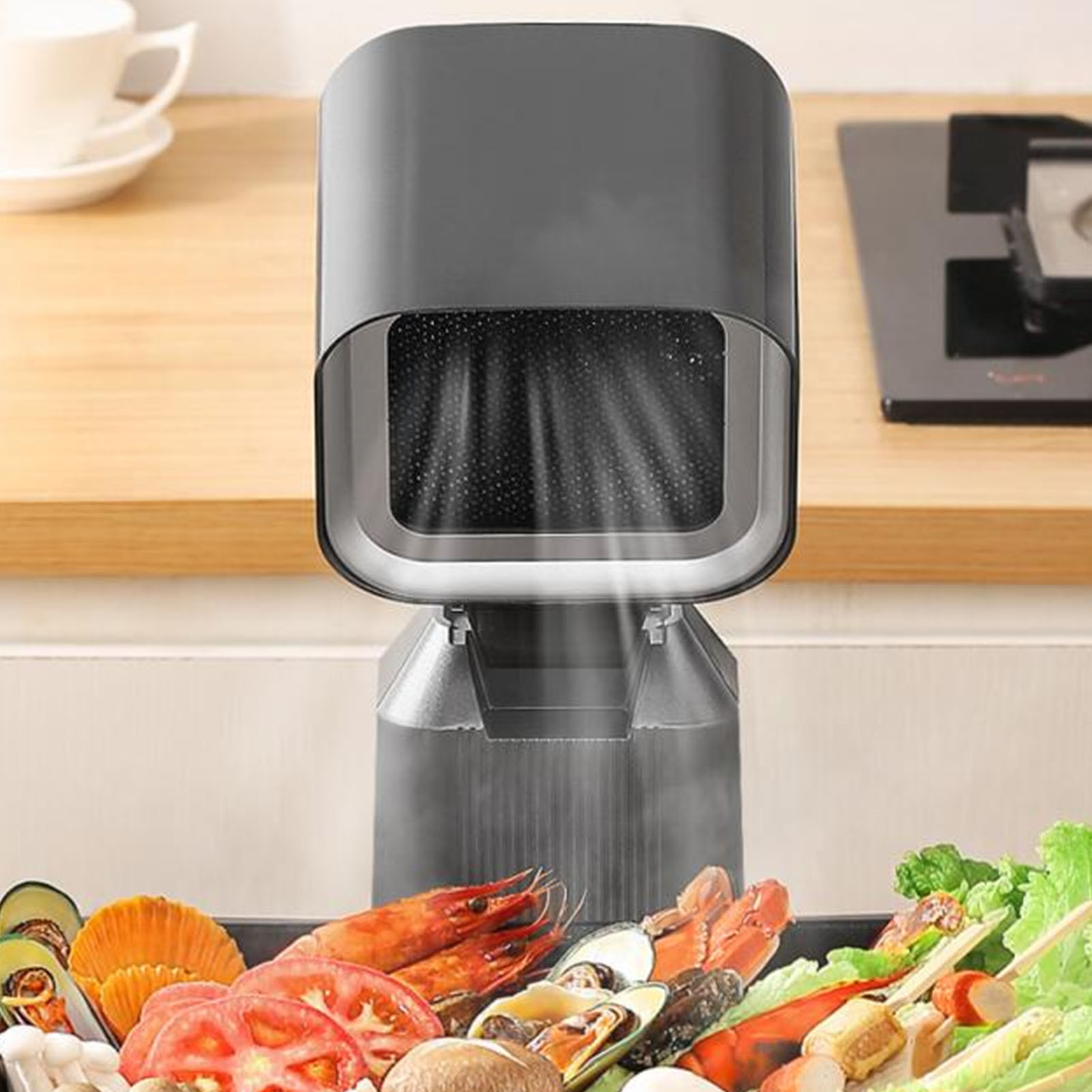 Powerful Exhaust System, Adjustable Design, Oil Collection Portable Range Hood with 2 Speed Exhaust Fan and Detachable Filter Mesh, for Barbecue Party Hot Pot