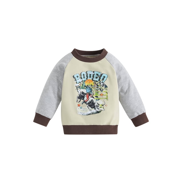 xiaxaixu Chandails d'Automne pour Bébé à Manches Longues à Col Rond, Imprimé Cowboy, Chandails Raglan, Vêtements pour Nourrisson