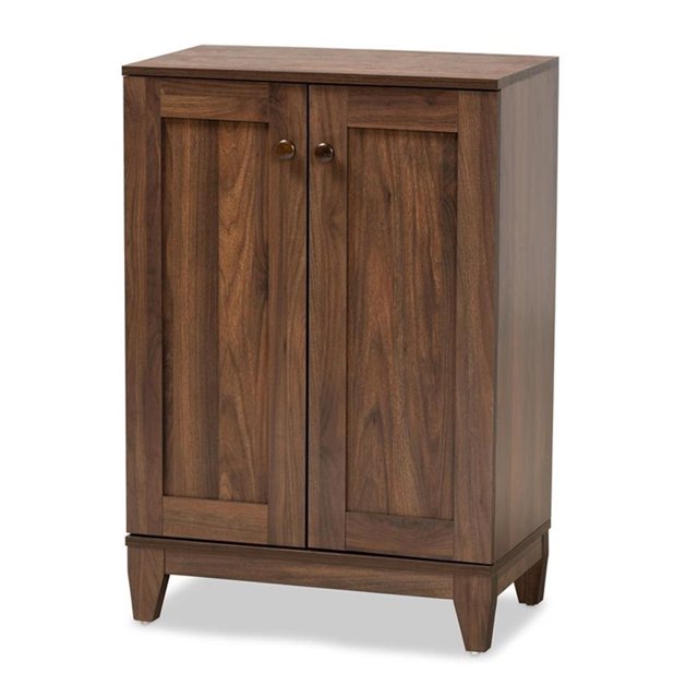Baxton Studio Nissa Walnut Brown Finished Wood 2-Door Shoe Storage Cabinet