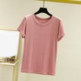 thumbnail image 1 of Weiqiqre T-Shirt à Col Rond pour Femme à Manches Courtes Ajusté T-Shirt Mince Uni Haut de Pyjama Pyjama à Manches Courtes, 1 of 8