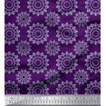 thumbnail image 1 of Soimoi Tissu Poly Georgette Violet Mandala & Imprimé Floral au Mètre 52 Pouces de Large, 1 of 3