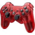 thumbnail image 2 of RetroFam 2 Pack Wireless Controller compatible for Playstation PS3 Console, Transparent Red, 2 of 5