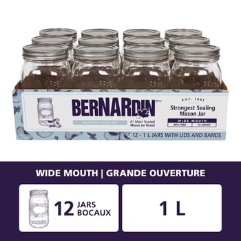 Bocaux décoratifs Bernardin à grande ouverture, 1&nbsp;L, 12&nbsp;unités
