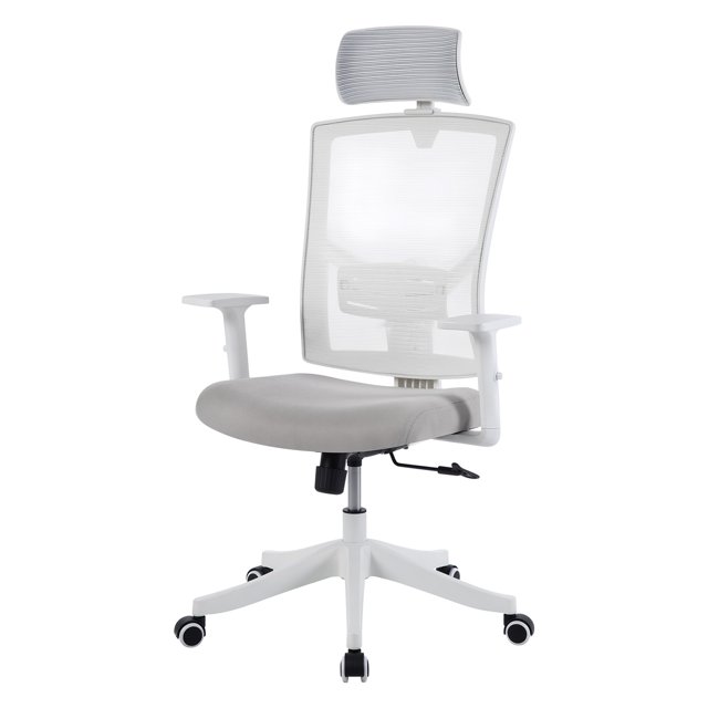 Ergonomic High Back Mesh Office Chair - Adjustable Headrest & Lumbar Support - Turnover-Up Arms - Swivel Wheels - Reclining Function