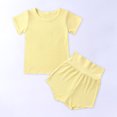 thumbnail image 1 of LSLJS Newborn Baby Boy Girls Clothes Cute Solid Color Short Sleeve Tops and Shorts Set Summer Outfits, 1 of 9