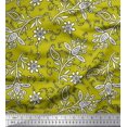thumbnail image 1 of Soimoi Rayon Fabric Leaves & Floral Block Printed Fabric 1 Yard 42 Inch Wide, 1 of 3