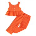 thumbnail image 1 of FAOWME Summer Style Sleeveless Tank Tops & Soft Pants Outfits 2PCS Set Solid Color Casual Outfits Orange 9-12 Months, 1 of 6