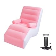 yuksok Lazy Sofa Inflatable Sofa Chair with Hand Pump with Armrest Floor Lounger Indoor Chaise Lounge Sofa for Outdoor Beach Balcony pink