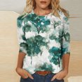thumbnail image 1 of Jolis Hauts Mode pour Femmes T-shirt Ample Imprimé Blouse à Manches 3/4 Col Rond Hauts Décontractés Hauts de Gym en Liquidation, 1 of 5