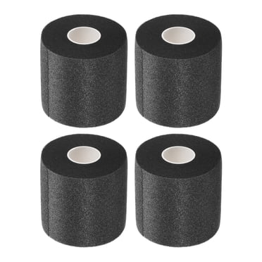 Unique Bargains Bande de Sport Pré-Enveloppement en Mousse 30 Yards, 4 Rouleaux Bandeaux Pré-Enveloppés Non Adhésifs pour Cheveux Soccer Sport, Noir