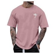 Ketyyh-chn99 Big and Tall Shirts for Men Solid Color Short Sleeve Tee Men's Long Sleeve T Shirts Breathable T-Shirt Pink,2XL