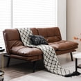 thumbnail image 2 of Costway Convertible Futon Sofa Bed Memory Foam Couch Sleeper with Adjustable Armrest Brown, 2 of 10