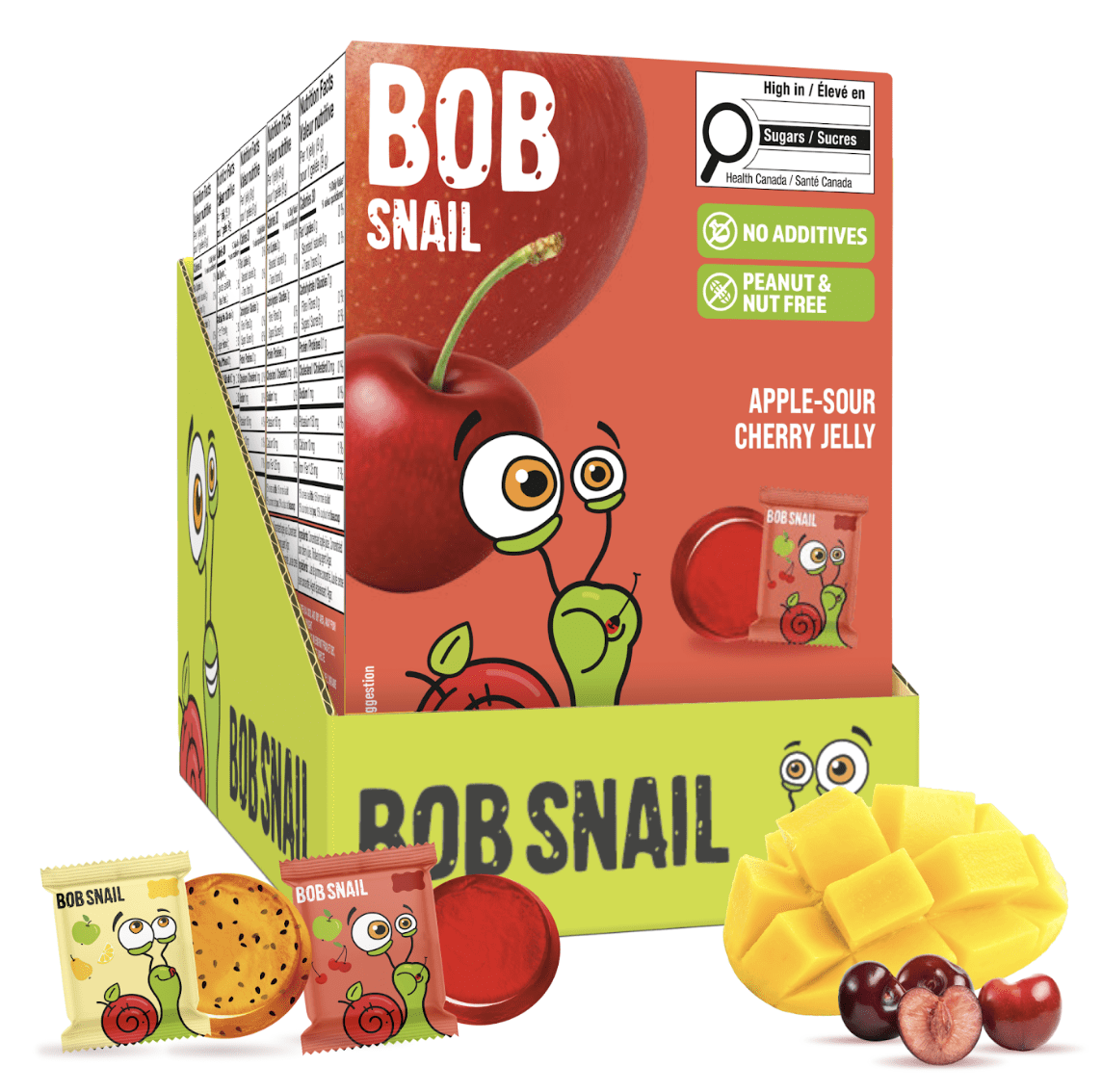 Bob Snail Fruit Jellies Gluten Free Healthy Fruit Snacks Variety Pack - Pack of 5 (Mango-Pumpkin-Chia x3 ; Apple-Sour Cherry x2)