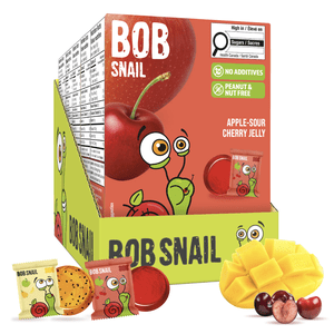 Bob Snail Fruit Jellies Gluten Free Healthy Fruit Snacks Variety Pack - Pack of 5 (Mango-Pumpkin-Chia x3 ; Apple-Sour Cherry x2)